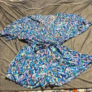 Cupshe Blue and Pink Patterned Swim Coverup